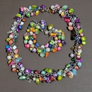 Colourful necklace and bracelet